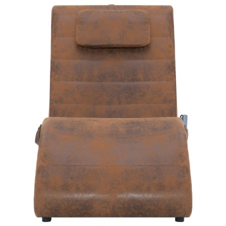 Chaise longue de massage avec oreiller Marron Similicuir daim