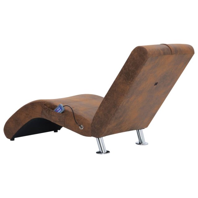 Chaise longue de massage avec oreiller Marron Similicuir daim