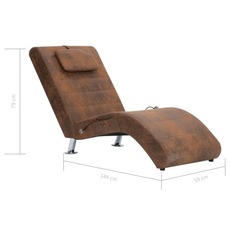 Chaise longue de massage avec oreiller Marron Similicuir daim