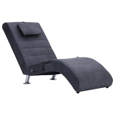 Chaise longue de massage avec oreiller Gris Similicuir daim 2