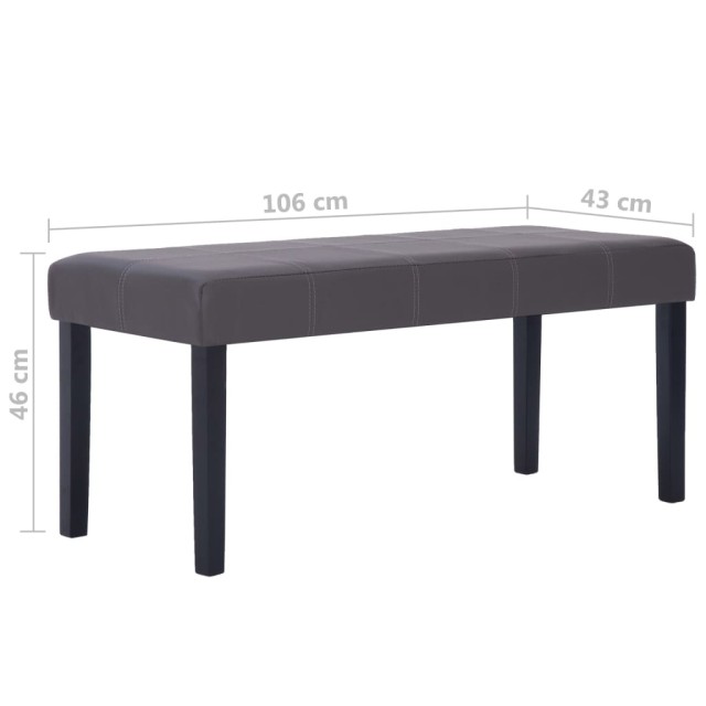 281309  Bench 106 cm Grey Faux Leather