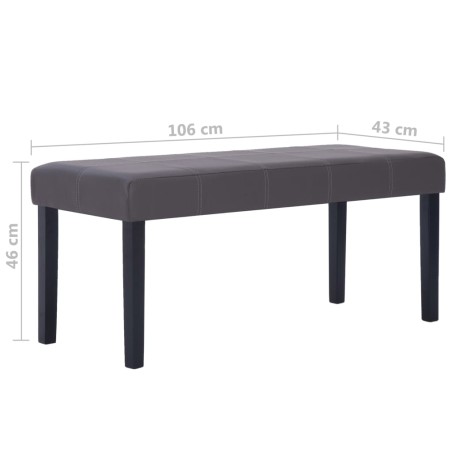 281309  Bench 106 cm Grey Faux Leather