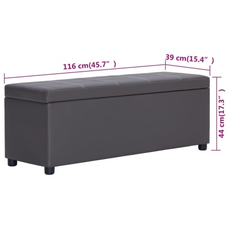 Banc avec compartiment de rangement 116 cm Gris Similicuir