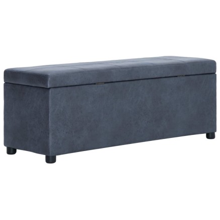 Banc avec compartiment de rangement 116 cm Gris Similicuir daim