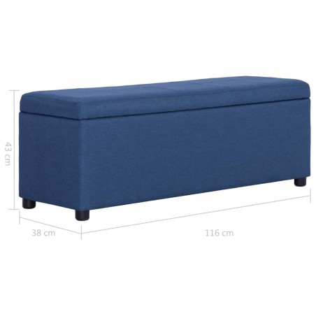 Banc avec compartiment de rangement 116 cm Bleu Polyester