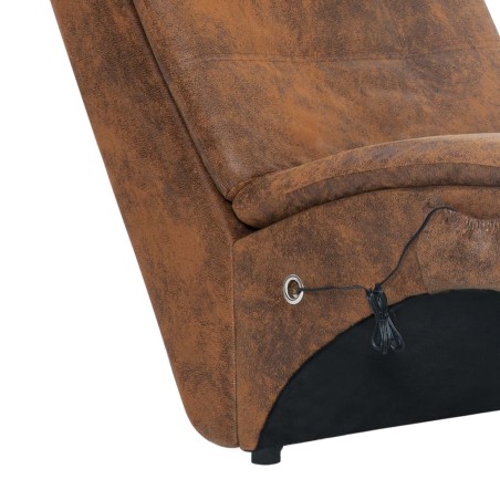 Chaise longue de massage avec oreiller Marron Similicuir daim