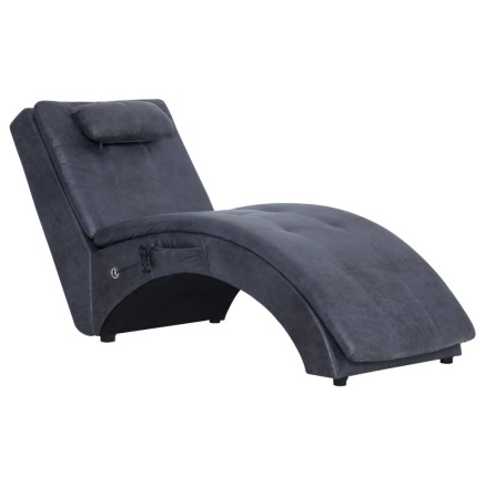 Chaise longue de massage avec oreiller Gris Similicuir daim 2