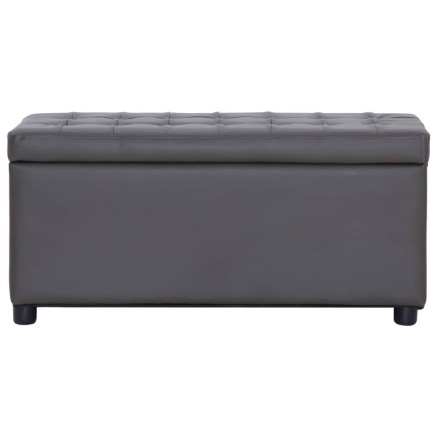 Pouf de rangement 87,5 cm Gris Similicuir 2