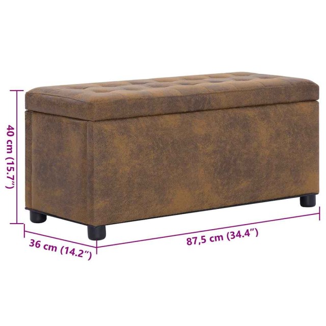 Pouf de rangement 87,5 cm Marron Similicuir daim