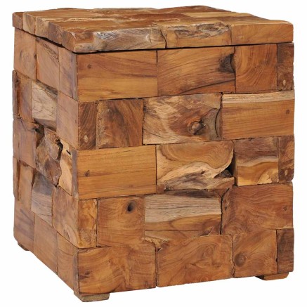 Tabouret de rangement Bois de teck massif