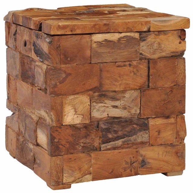 Tabouret de rangement Bois de teck massif