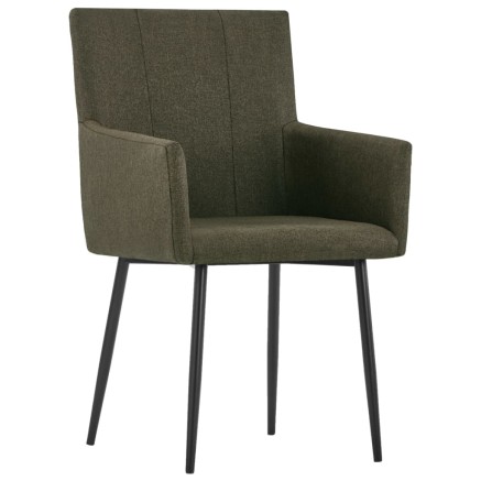 Chaises à manger avec accoudoirs lot de 2 marron tissu 2