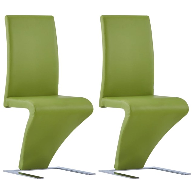 Chaises à manger avec forme de zigzag lot de 2 vert similicuir
