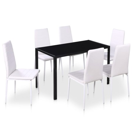 Ensemble de table à manger 7 pcs noir et blanc