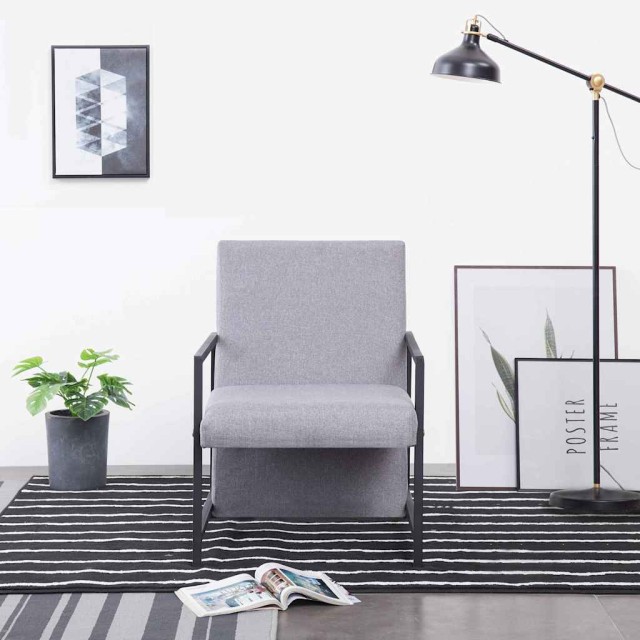 Fauteuil gris clair tissu
