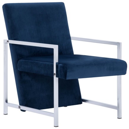 Fauteuil avec pieds chromés Bleu Velours 2
