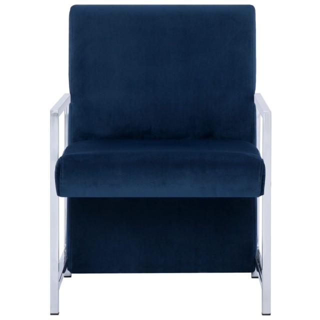 Fauteuil avec pieds chromés Bleu Velours