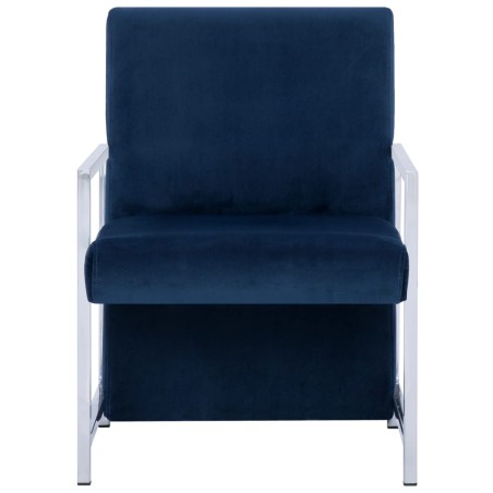 Fauteuil avec pieds chromés Bleu Velours