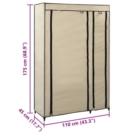 Garde-robe pliable Crème 110x45x175 cm Tissu
