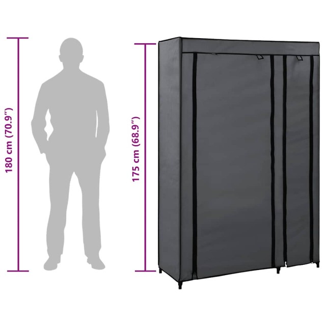 Garde-robe pliable Gris 110x45x175 cm Tissu