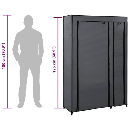 Garde-robe pliable Gris 110x45x175 cm Tissu