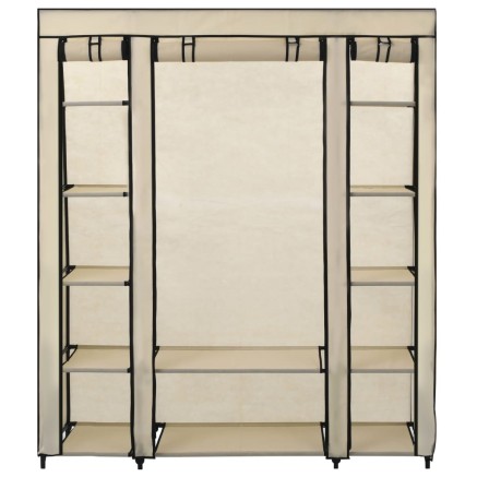 Armoire avec compartiments et tiges Crème 150x45x176 cm Tissu 2