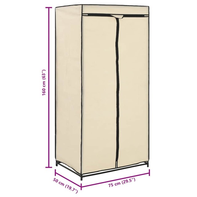 2 pcs Garde-robes Crème 75x50x160 cm
