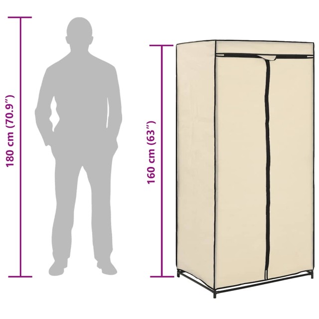 2 pcs Garde-robes Crème 75x50x160 cm