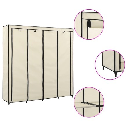 Garde-robe avec 4 compartiments Crème 175x45x170 cm