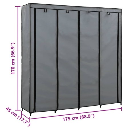 Garde-robe avec 4 compartiments Gris 175x45x170 cm