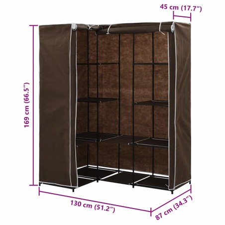 Garde-robe d'angle Marron 130x87x169 cm