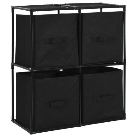 Armoire de rangement avec 4 paniers tissu Noir 63x30x71cm Acier 2