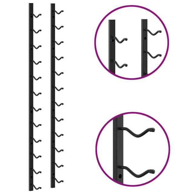 Casier à bouteilles mural pour 12 bouteilles Noir Fer