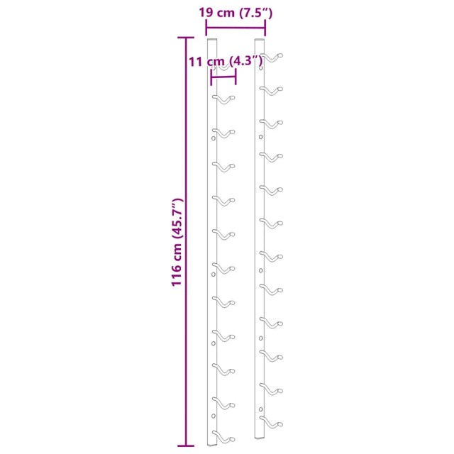 Casier à bouteilles mural pour 12 bouteilles Noir Fer