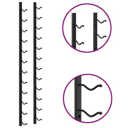 Casiers à bouteilles mural pour 12 bouteilles 2 pcs noir fer