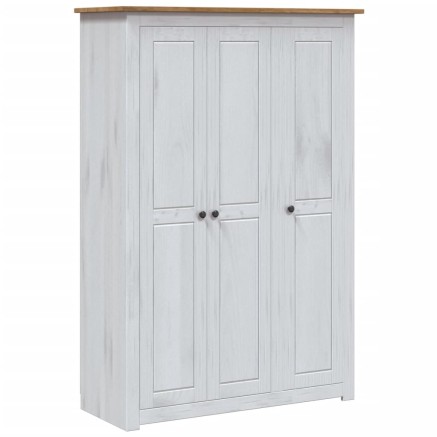 Garde-robe 3 portes Blanc 118x50x171,5cm Pin Assortiment Panama 2