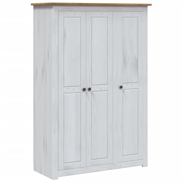 Garde-robe 3 portes Blanc 118x50x171,5cm Pin Assortiment Panama