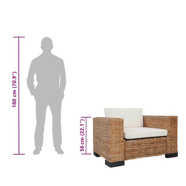 Fauteuil avec coussins Rotin naturel