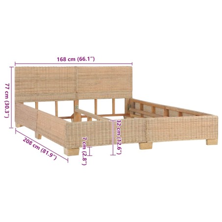 Cadre de lit avec tête de lit sans matelas rotin véritable