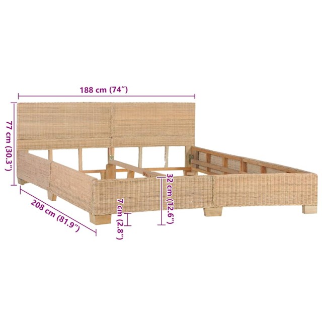 Cadre de lit sans matelas tissé à la main Rotin véritable