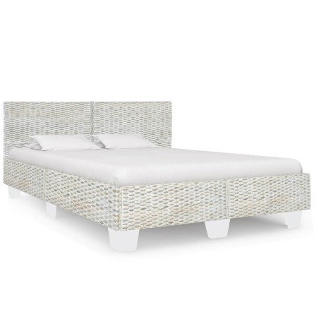 Cadre de lit sans matelas Gris Rotin naturel 140x200 cm