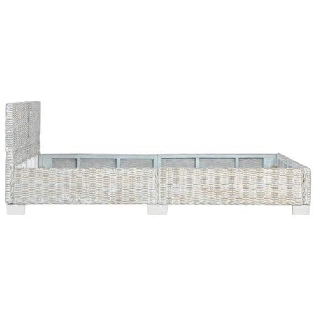 Cadre de lit sans matelas Gris Rotin naturel 140x200 cm