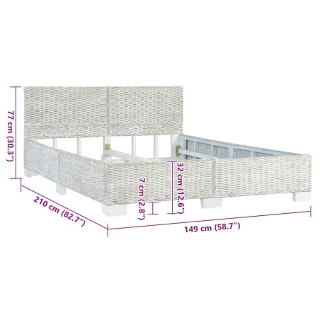 Cadre de lit sans matelas Gris Rotin naturel 140x200 cm
