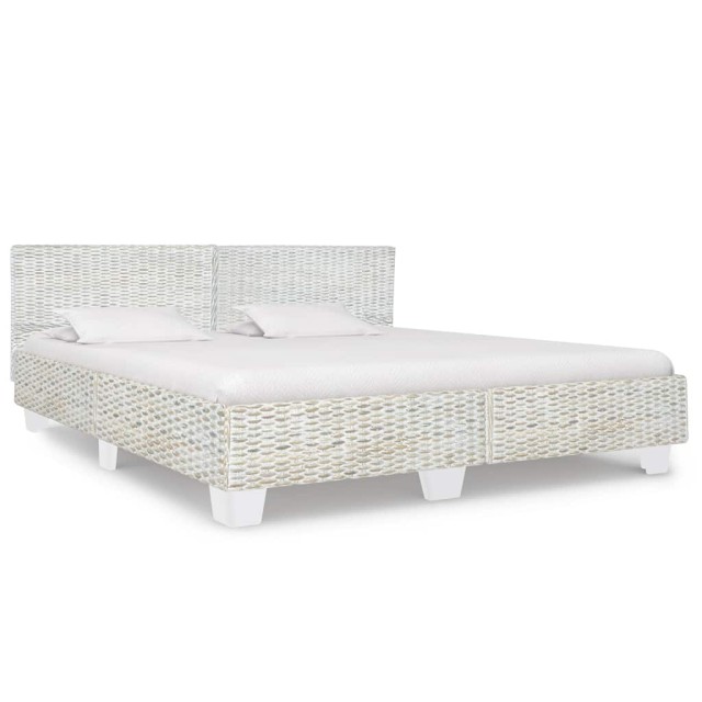 Cadre de lit sans matelas Gris Rotin naturel 180x200 cm