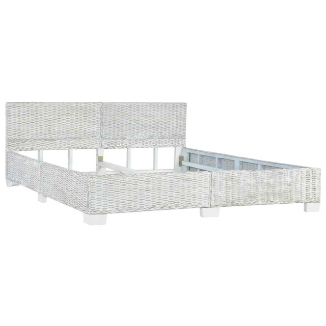 Cadre de lit sans matelas Gris Rotin naturel 180x200 cm