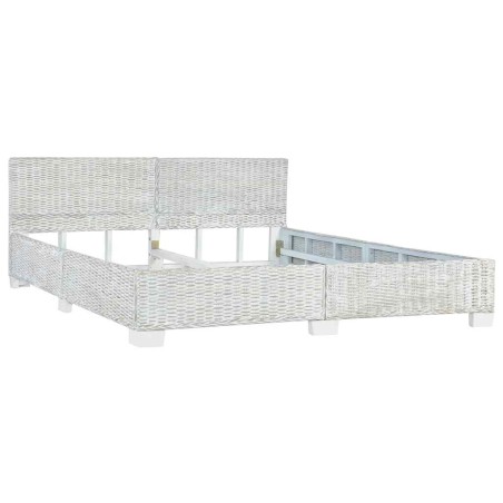 Cadre de lit sans matelas Gris Rotin naturel 180x200 cm