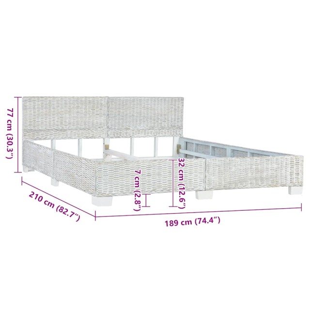 Cadre de lit sans matelas Gris Rotin naturel 180x200 cm