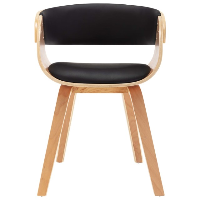 Chaise de salle à manger noir bois courbé et similicuir