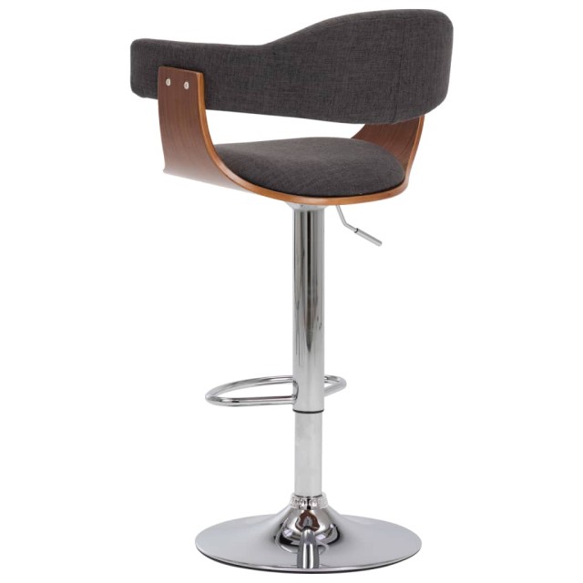 Tabourets de bar lot de 2 gris bois courbé et tissu