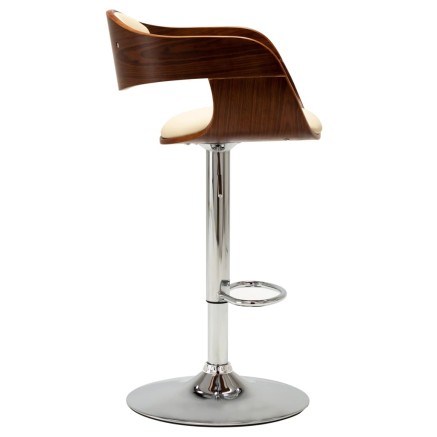 Tabouret de bar Crème Bois courbé et similicuir 2
